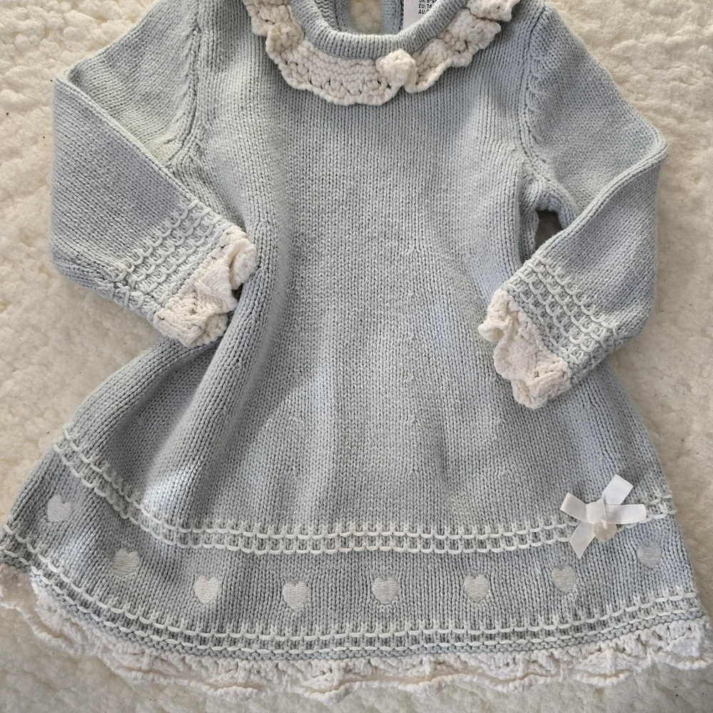 Max Studio Light Blue and White Kids Formal Dress